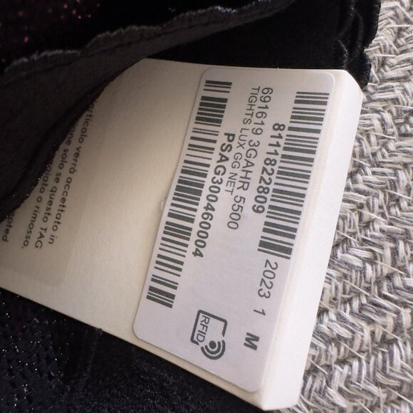 NWT GUCCI BLACK MAGENTA TIGHTS LUREX SZ M 691619 - Picture 3 of 4